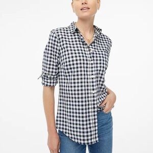 J.Crew Women’s Button Down Navy Gingham size 4 EUC